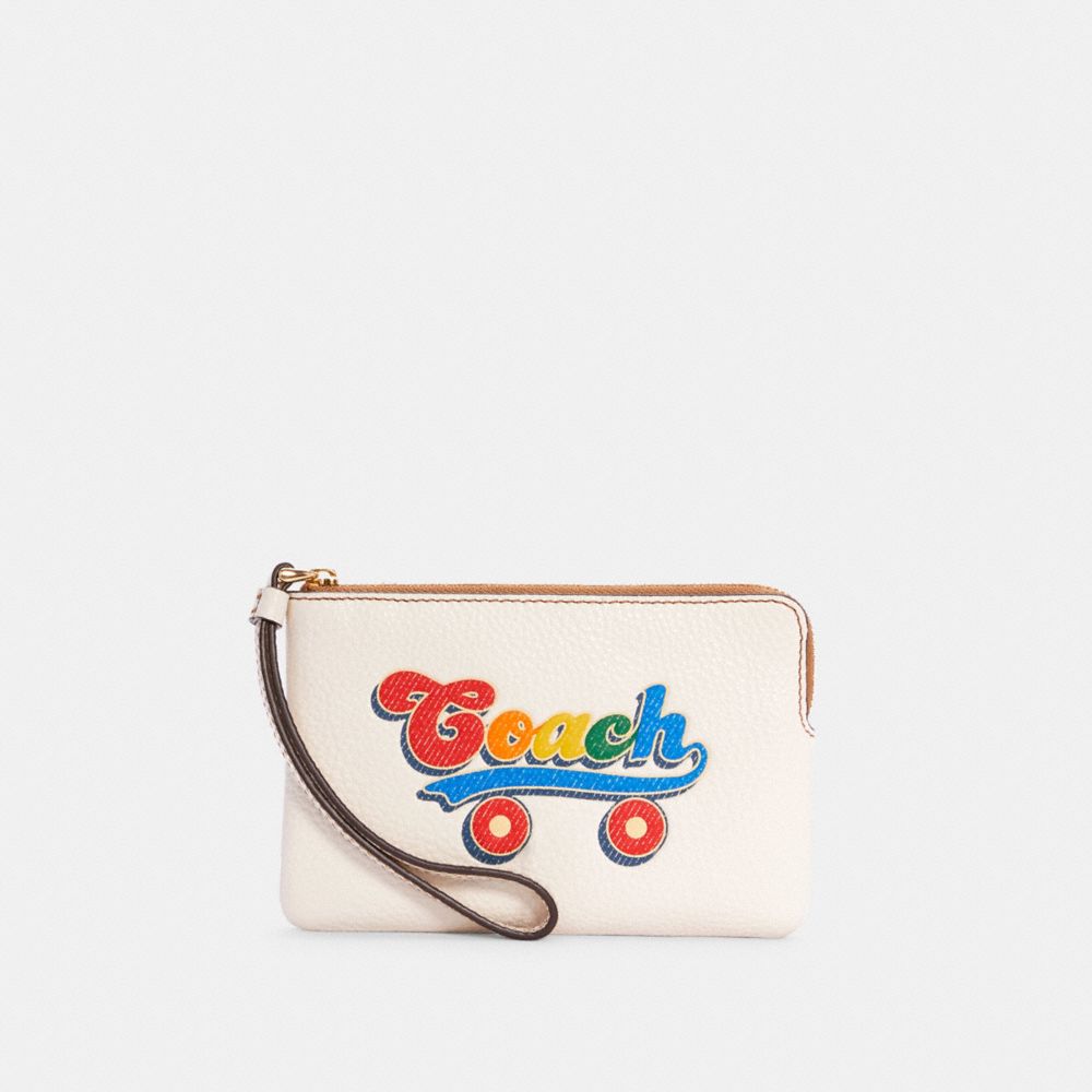 CORNER ZIP WRISTLET WITH RAINBOW ROLLER SKATE GRAPHIC - IM/CHALK MULTI - COACH C4573