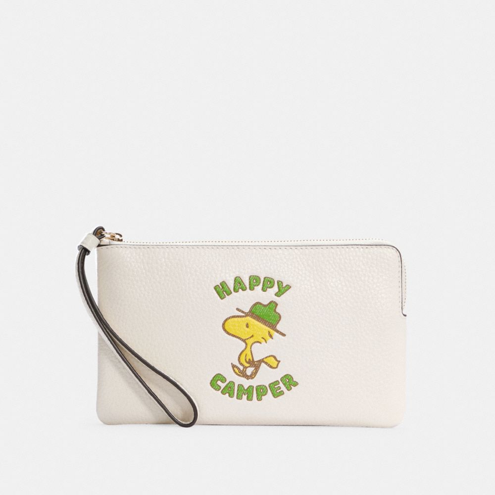 COACH COACH X PEANUTS LARGE CORNER ZIP WRISTLET WITH WOODSTOCK - IM/CHALK MULTI - C4599