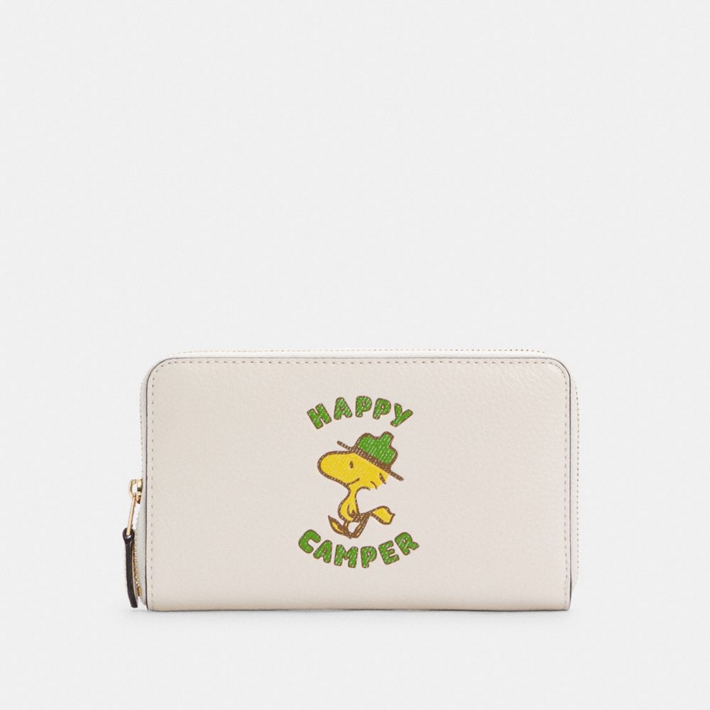 COACH X PEANUTS MEDIUM ID ZIP WALLET WITH WOODSTOCK - IM/CHALK MULTI - COACH C4604