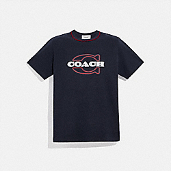 COACH C4618 - Athleisure T Shirt In Organic Cotton NAVY BRIGHT RED