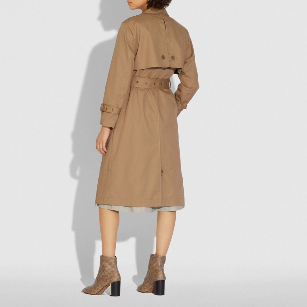 Cotton Trench With Leather Trim