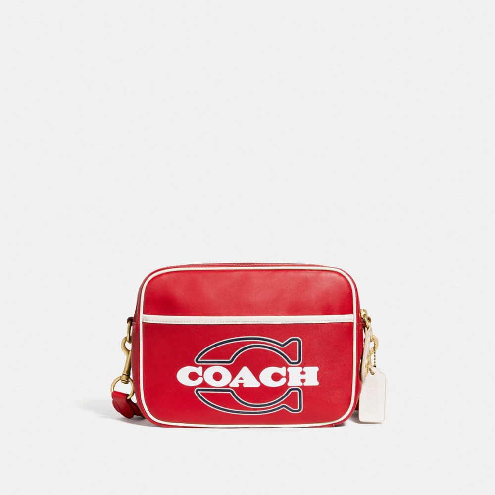 COACH C4673 Flight Bag BRASS/ELECTRIC RED CHALK