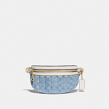 COACH C4675 Chain Belt Bag In Signature Chambray With Quilting BRASS/LIGHT-WASHED-DENIM-CHALK