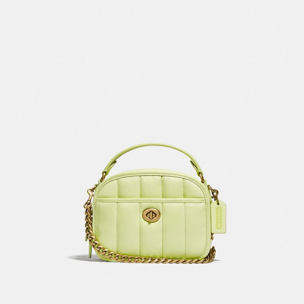 COACH C4678 Lunchbox Top Handle With Quilting BRASS/PALE LIME