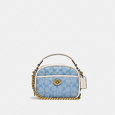 COACH C4688 Lunchbox Top Handle In Signature Chambray With Quilting BRASS/LIGHT-WASHED-DENIM-CHALK