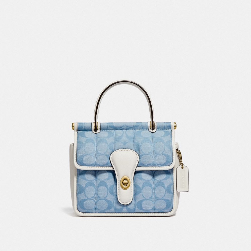 WILLIS TOP HANDLE 18 IN SIGNATURE CHAMBRAY WITH QUILTING