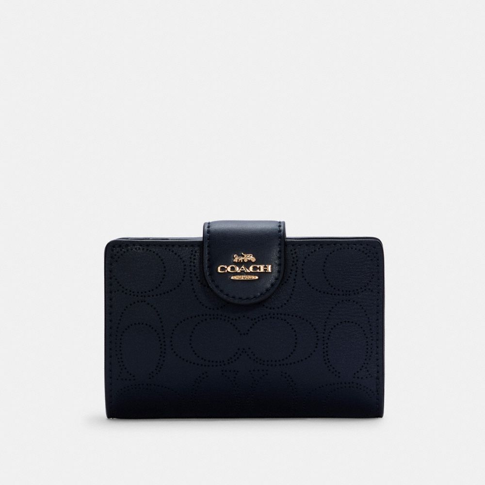 MEDIUM CORNER ZIP WALLET IN SIGNATURE LEATHER - C4768 - IM/MIDNIGHT