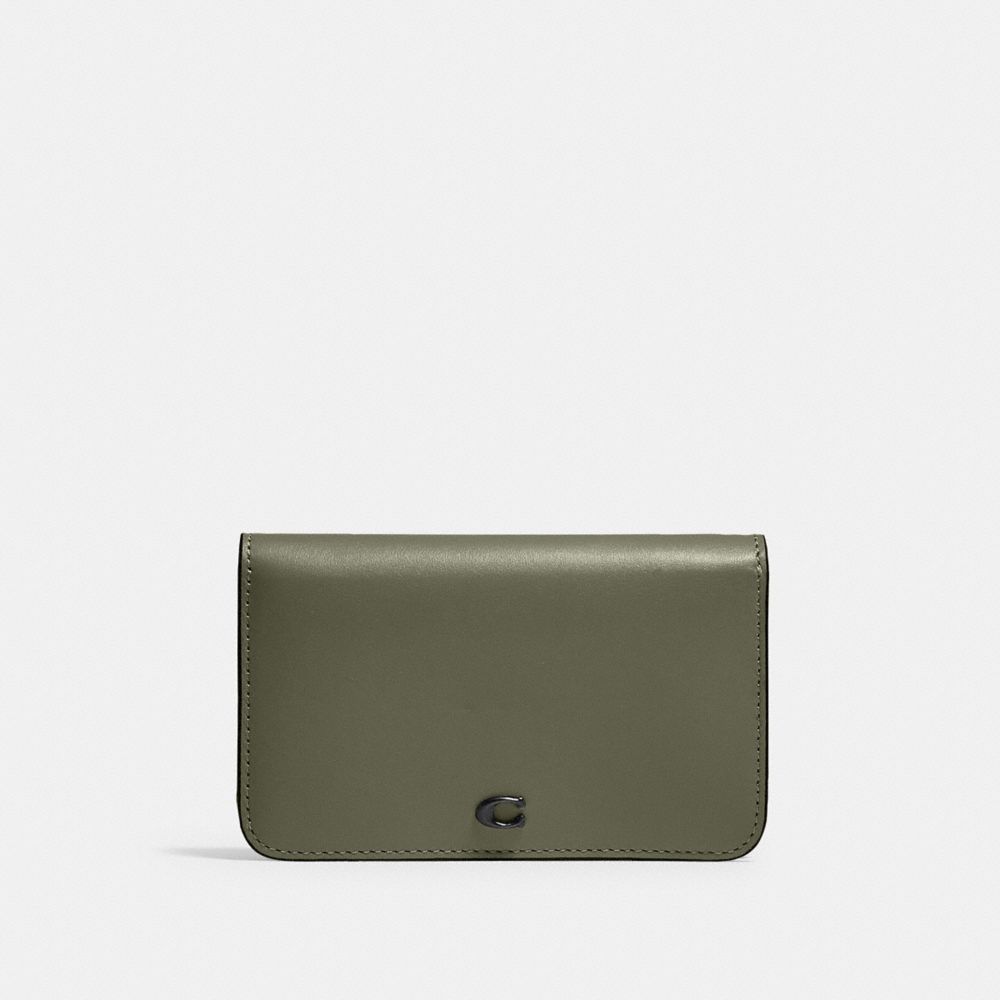 COACH C4818 Slim Card Case PEWTER/ARMY GREEN