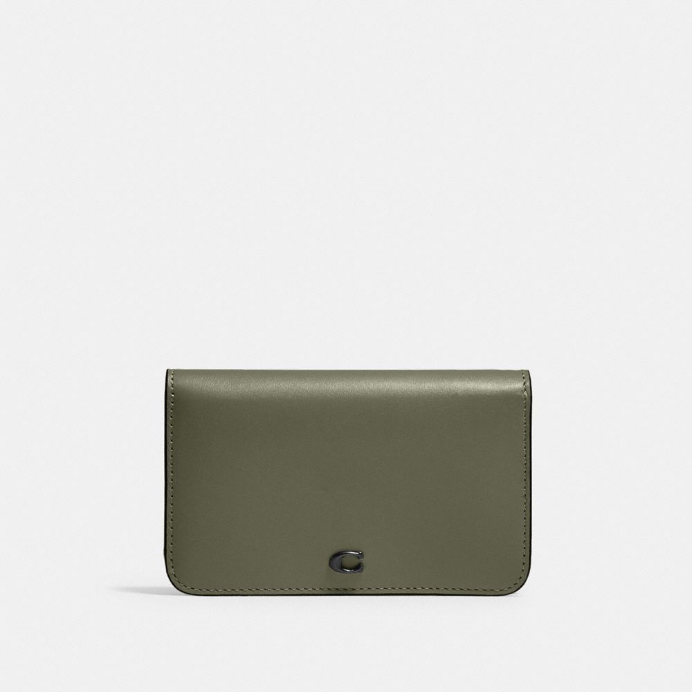 COACH C4818 Slim Card Case Pewter/Army Green