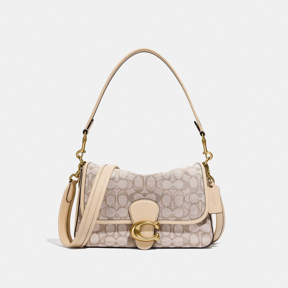 C4821 - Soft Tabby Shoulder Bag In Signature Jacquard Brass/Oak Maple