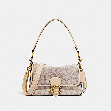 COACH C4821 Soft Tabby Shoulder Bag In Signature Jacquard Brass/Stone-Ivory
