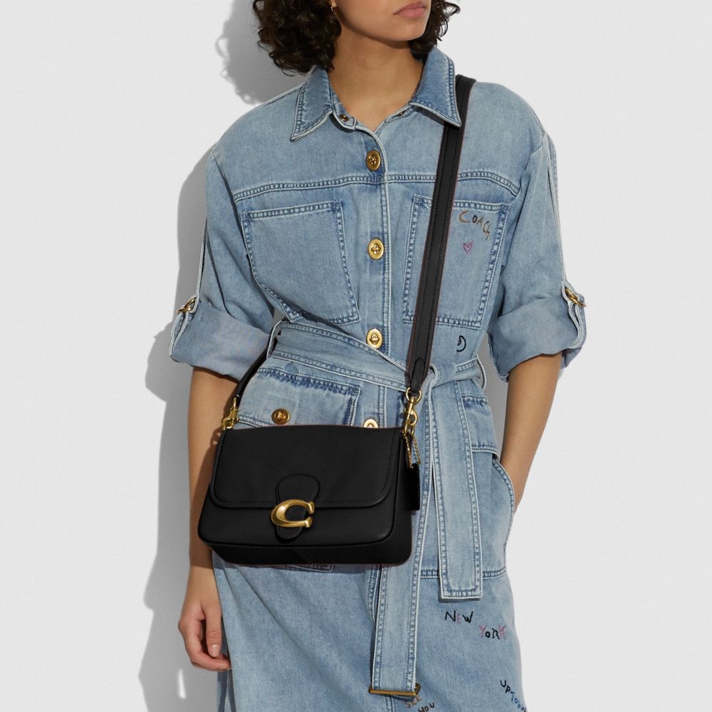 COACH Soft Tabby Shoulder Bag In Signature Denim in Black