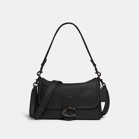 C4823 - Soft Tabby Shoulder Bag Pewter/Black
