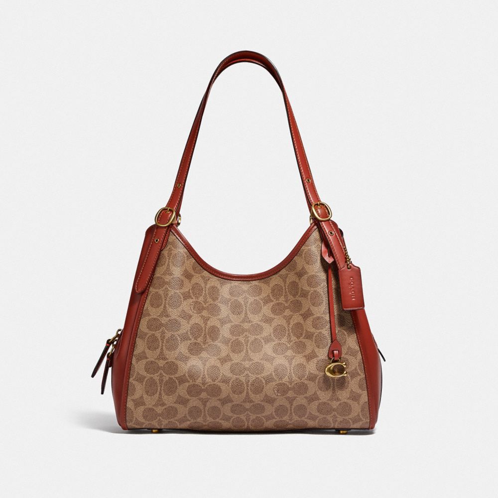 COACH C4825 Lori Shoulder Bag In Signature Canvas Brass/Tan/Rust