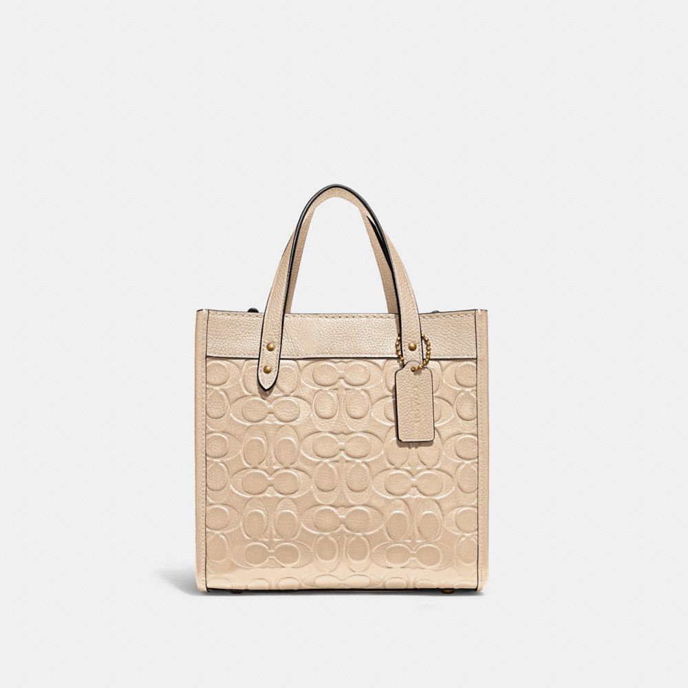 Field Tote 22 In Signature Leather - BRASS/IVORY - COACH C4829