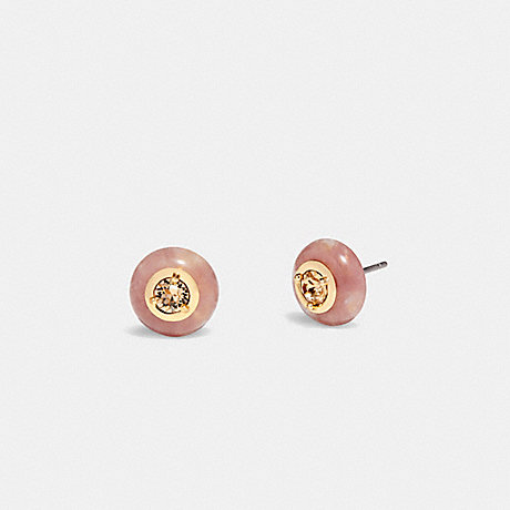 COACH C4914 Semiprecious Crystal Cushion Earrings Gold/Pink