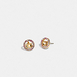 Signature Multicolor Crystal Stud Earrings - C4916 - Gold/Pink Multi