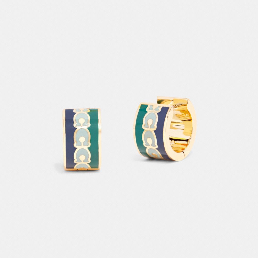 Signature Hoop Earrings - GOLD/BLUE MULTICOLOR - COACH C4917