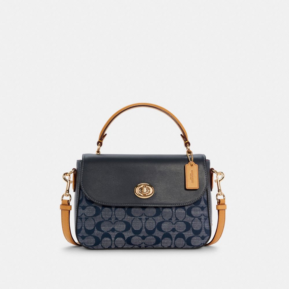 MARLIE TOP HANDLE SATCHEL IN SIGNATURE CHAMBRAY - C4921 - IM/DENIM MULTI