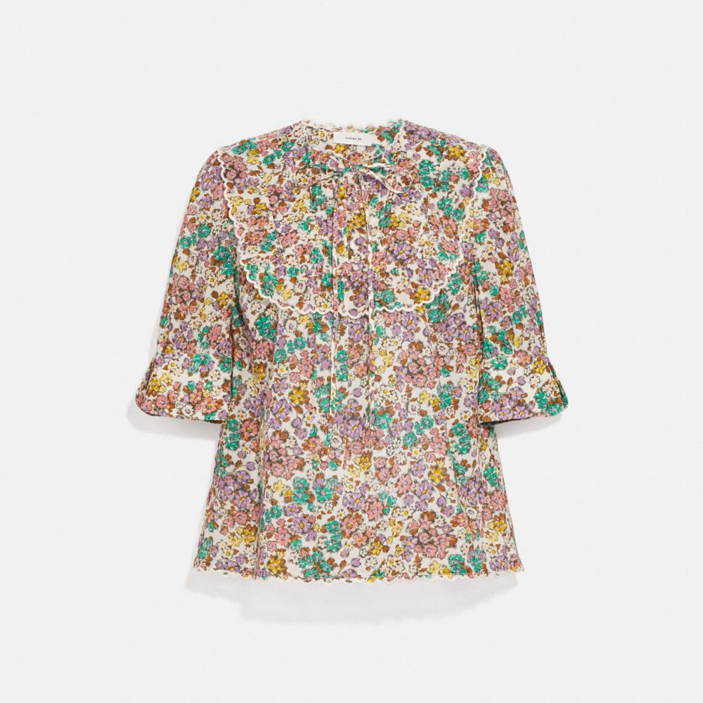 PRINTED BRODERIE ANGLAISE BIB SHIRT