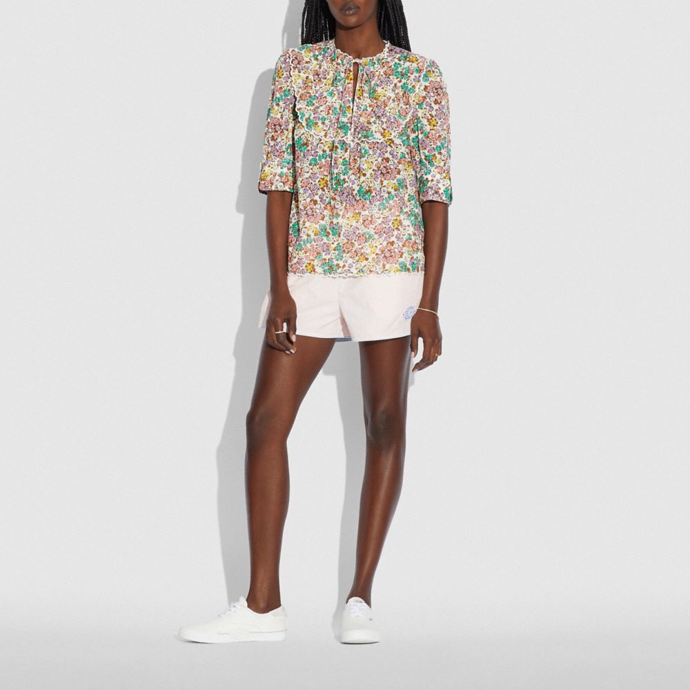 PRINTED BRODERIE ANGLAISE BIB SHIRT