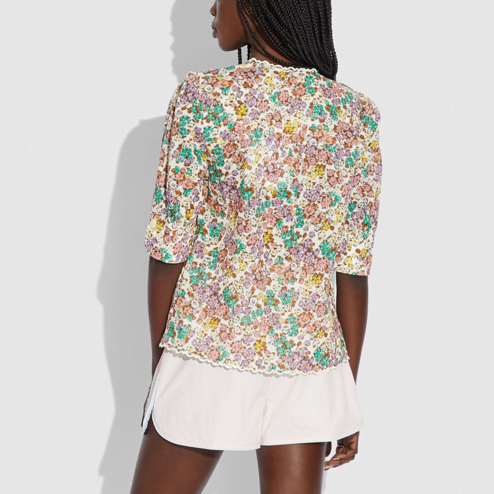 PRINTED BRODERIE ANGLAISE BIB SHIRT