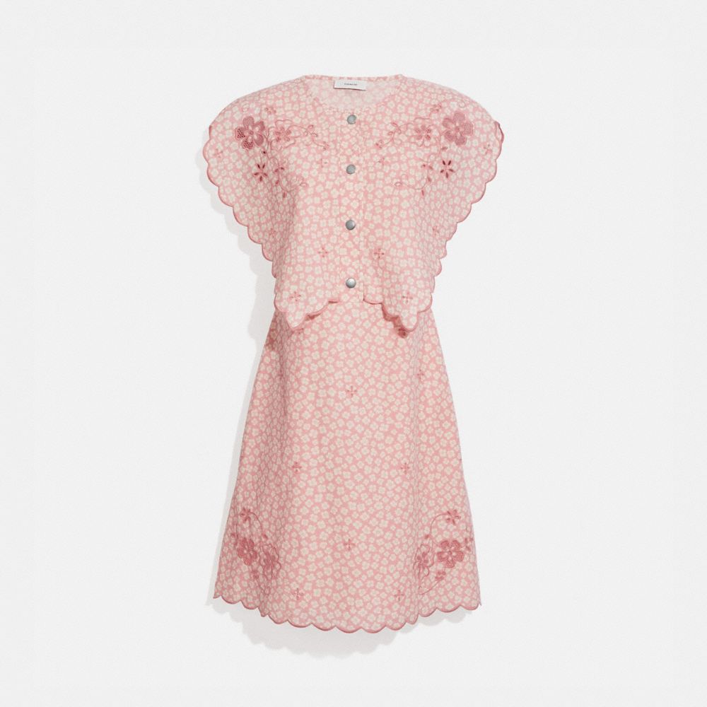 PRINTED SHORT BRODERIE ANGLAISE DRESS