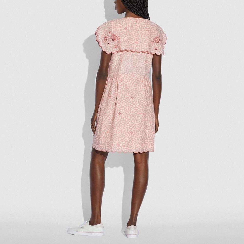 PRINTED SHORT BRODERIE ANGLAISE DRESS