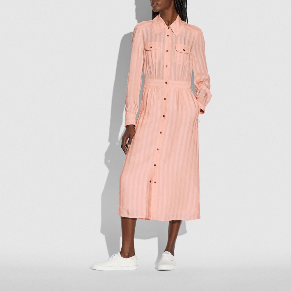 LONG STRIPED VISCOSE DRESS