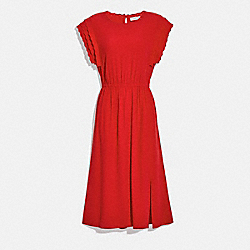 COACH C4990 Shoulder Pleat Midi Dress RED