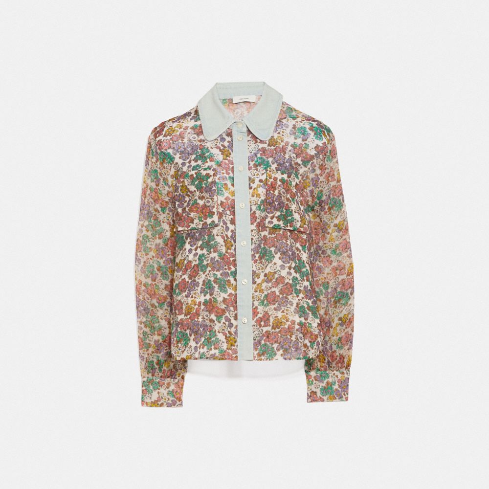 DENIM AND PRINT SHIRT