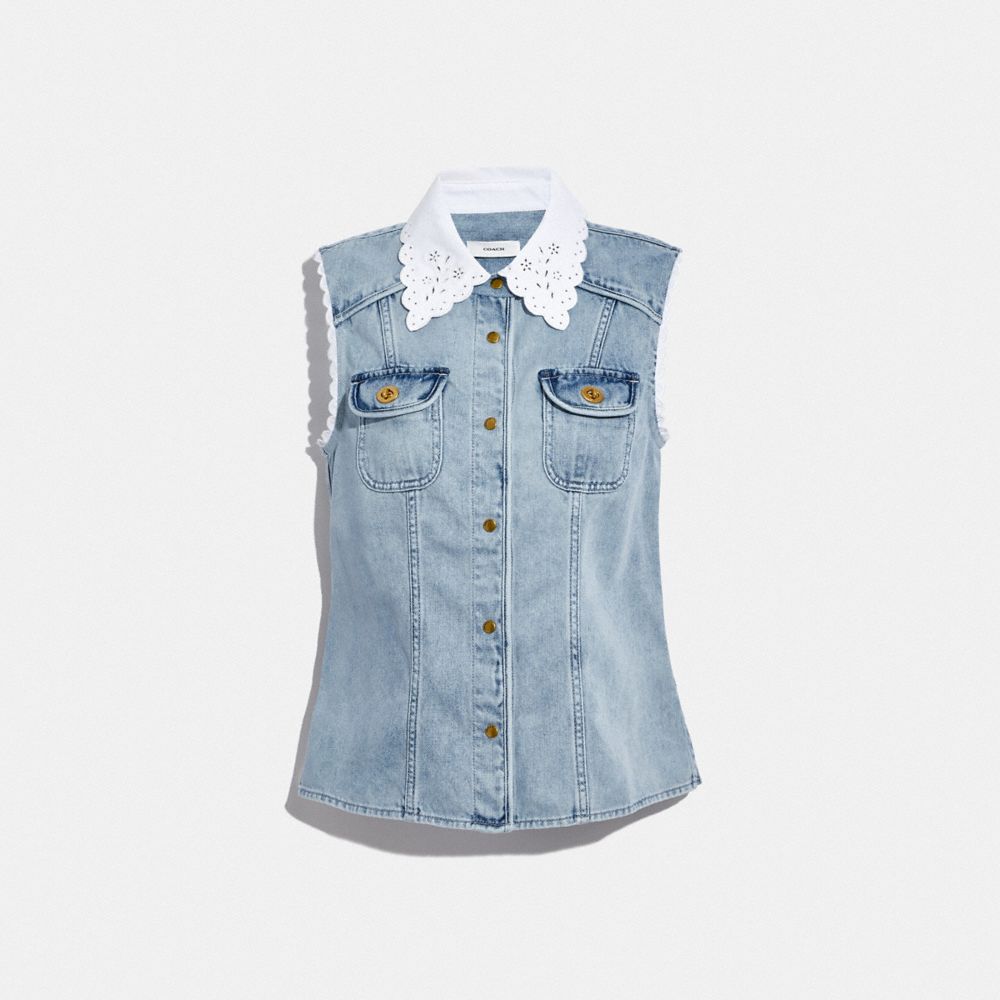 SLEEVELESS DENIM SHIRT