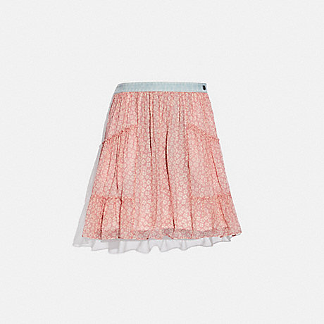 COACH C5009 Denim Waistband Mini Skirt PINK/WHITE