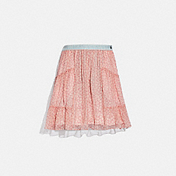 Denim Waistband Mini Skirt - C5009 - PINK/WHITE