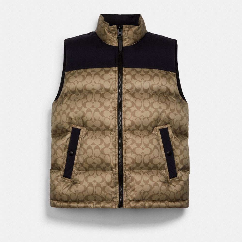 COACH SIGNATURE DOWN VEST - KHAKI SIGNATURE - C5035