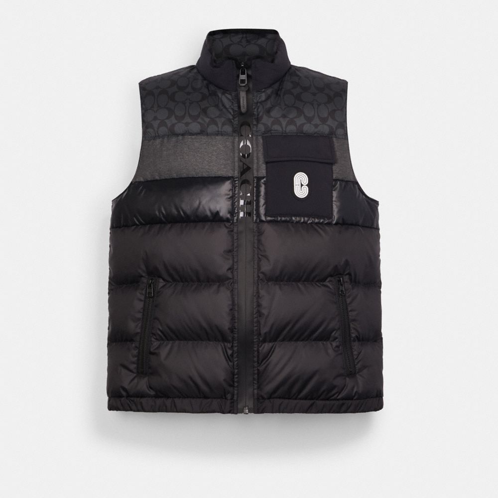 COACH DOWN VEST - BLACK / BLACK SIGNATURE - C5036