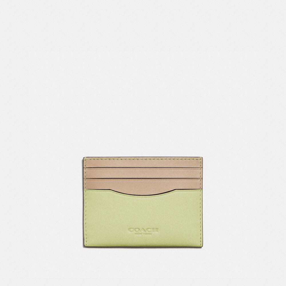 COACH C5048 - Card Case In Colorblock PALE LIME/PEBBLE