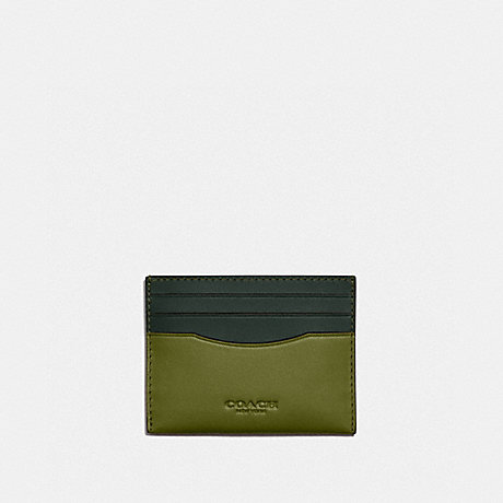 COACH C5048 Card Case In Colorblock Olive Green/Amazon Green