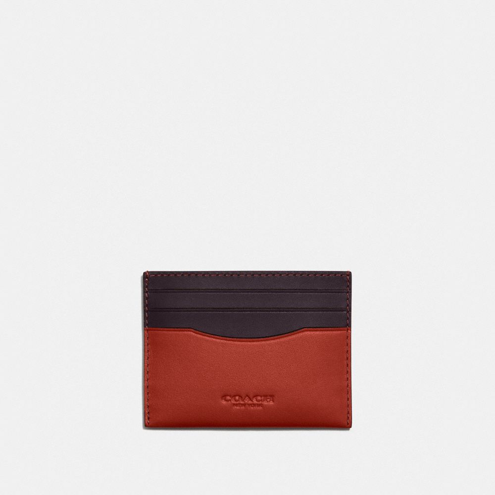 COACH C5048 - Card Case In Colorblock RED SAND/OXBLOOD
