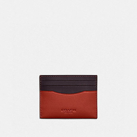 COACH C5048 Card Case In Colorblock RED-SAND/OXBLOOD
