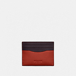 COACH C5048 Card Case In Colorblock RED SAND/OXBLOOD