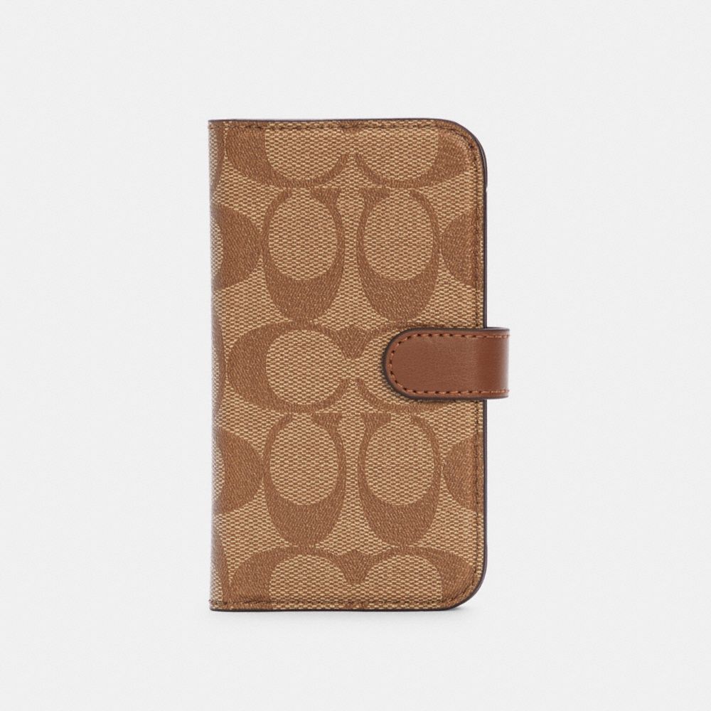 COACH C5089 - IPHONE 12 MINI FOLIO IN SIGNATURE CANVAS KHAKI