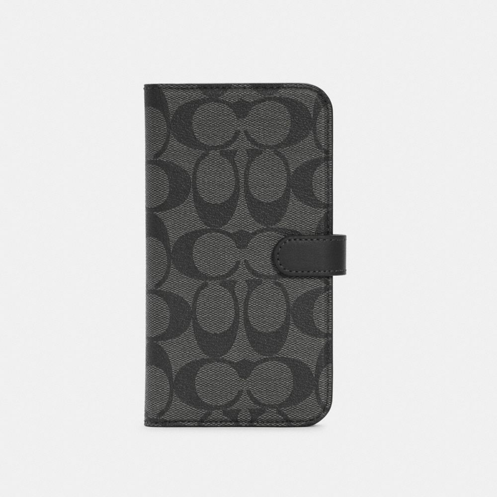 COACH C5091 - IPHONE 12 PRO MAX FOLIO IN SIGNATURE CANVAS CHARCOAL