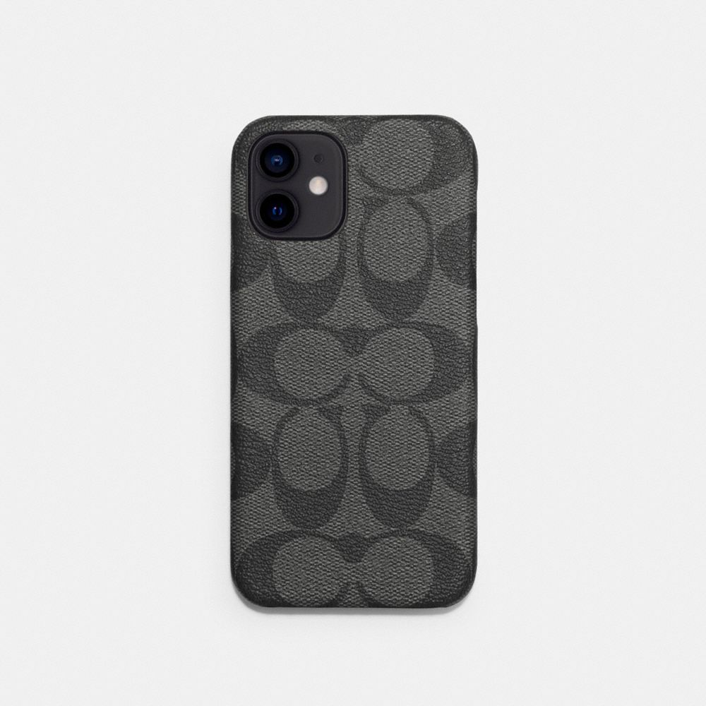 IPHONE 12 CASE IN SIGNATURE CANVAS - C5093 - CHARCOAL