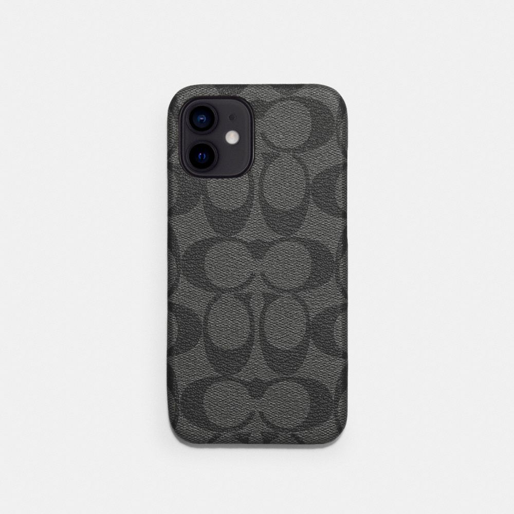 IPHONE 12 PRO MAX CASE IN SIGNATURE CANVAS - CHARCOAL - COACH C5094