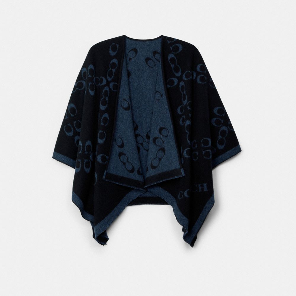 COACH Signature Poncho - BLACK/MIDNIGHT NAVY - C5104