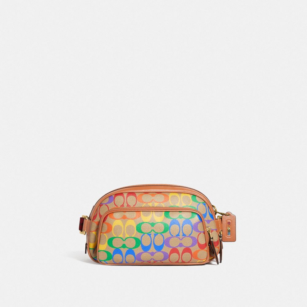 COACH C5120 - Hitch Belt Bag In Rainbow Signature Canvas BRASS/SADDLE MULTI