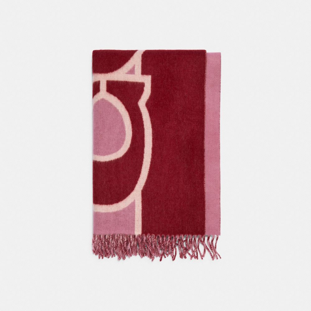 COACH C5134 - Reversible Colorblock Oversized Muffler CHERRY