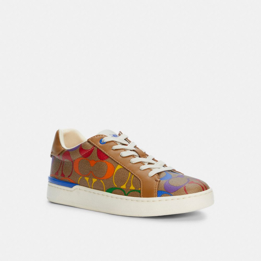 COACH C5136 Clip Low Top Sneaker In Rainbow Signature Canvas RAINBOW SIGNATURE