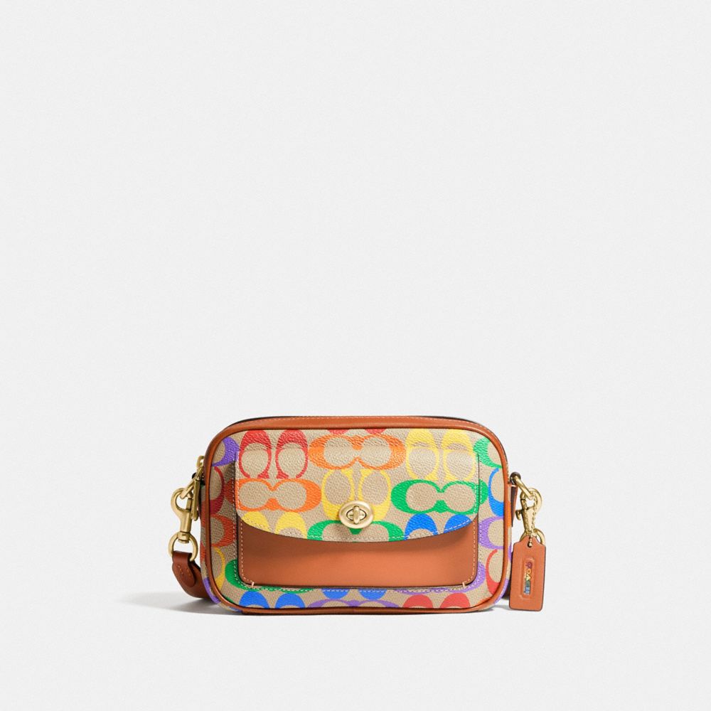 COACH C5143 - Willow Camera Bag In Rainbow Signature Canvas BRASS/TAN NATURAL MULTI